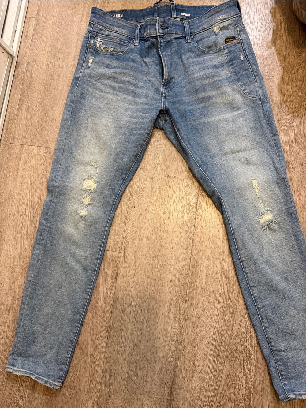 G-Star Light Blue Distressed Skinny Jeans